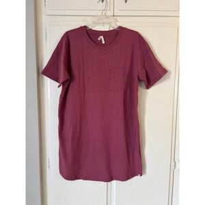 Pact Organic Cotton Pocket T-Shirt Dress Berry Wine Womens Size Large
